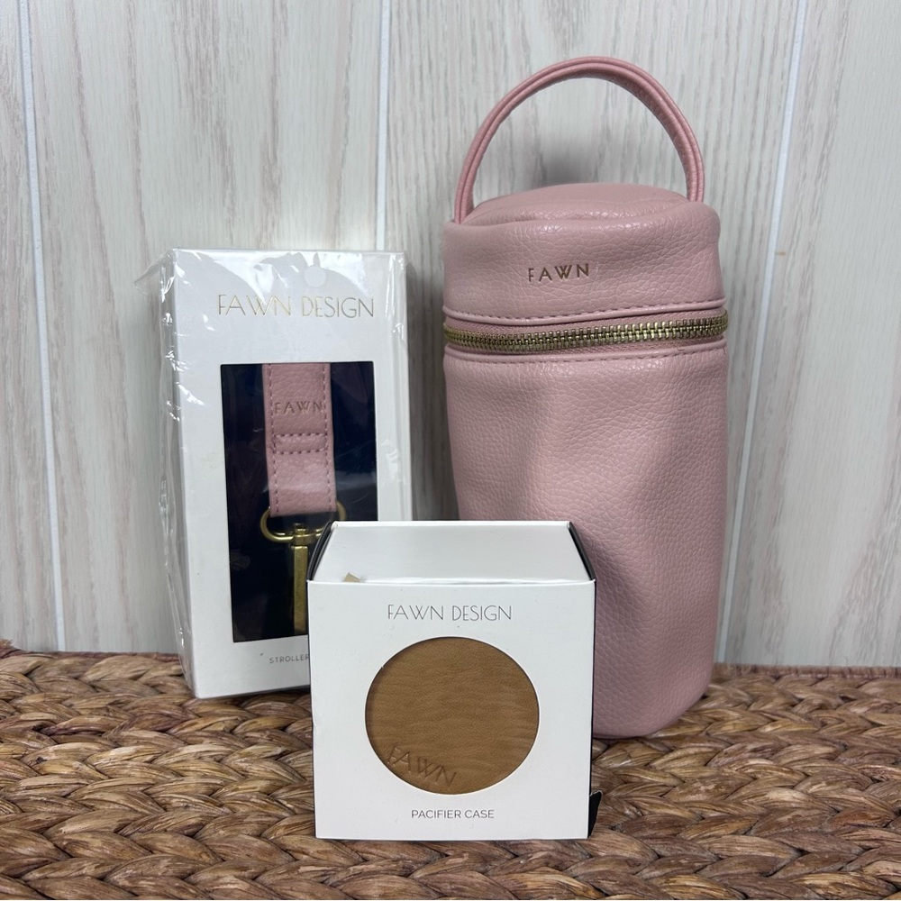 NEW FAWN Design Baby Set: Warmer, Pacifier Case and Stroller Hooks